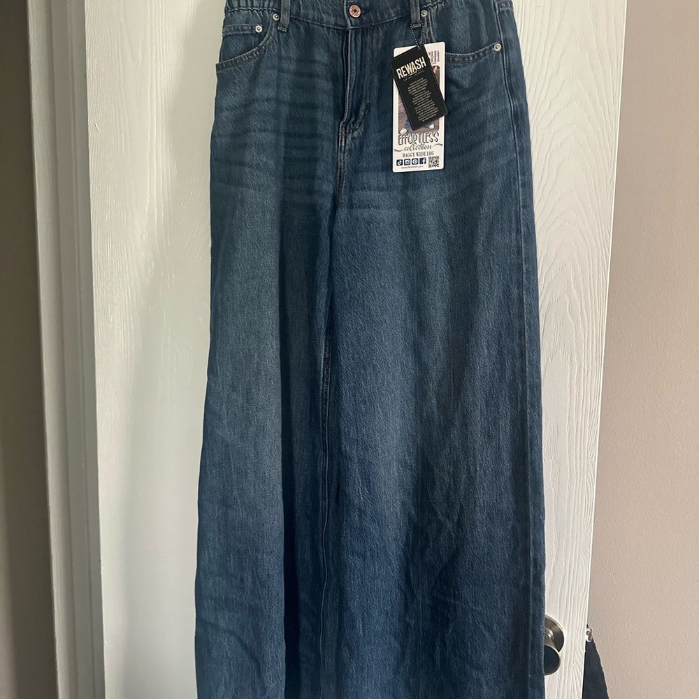 Rewash Blue Baggy Wide Leg Super High Rise Jeans